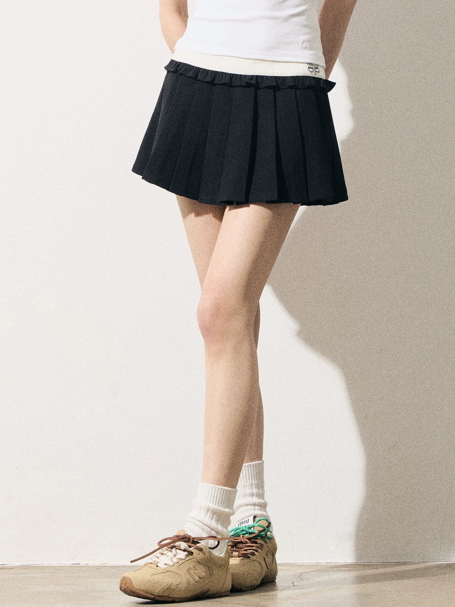 RPB BRAND Vintage College High Waist Skinny Ballet Pleated Skirt