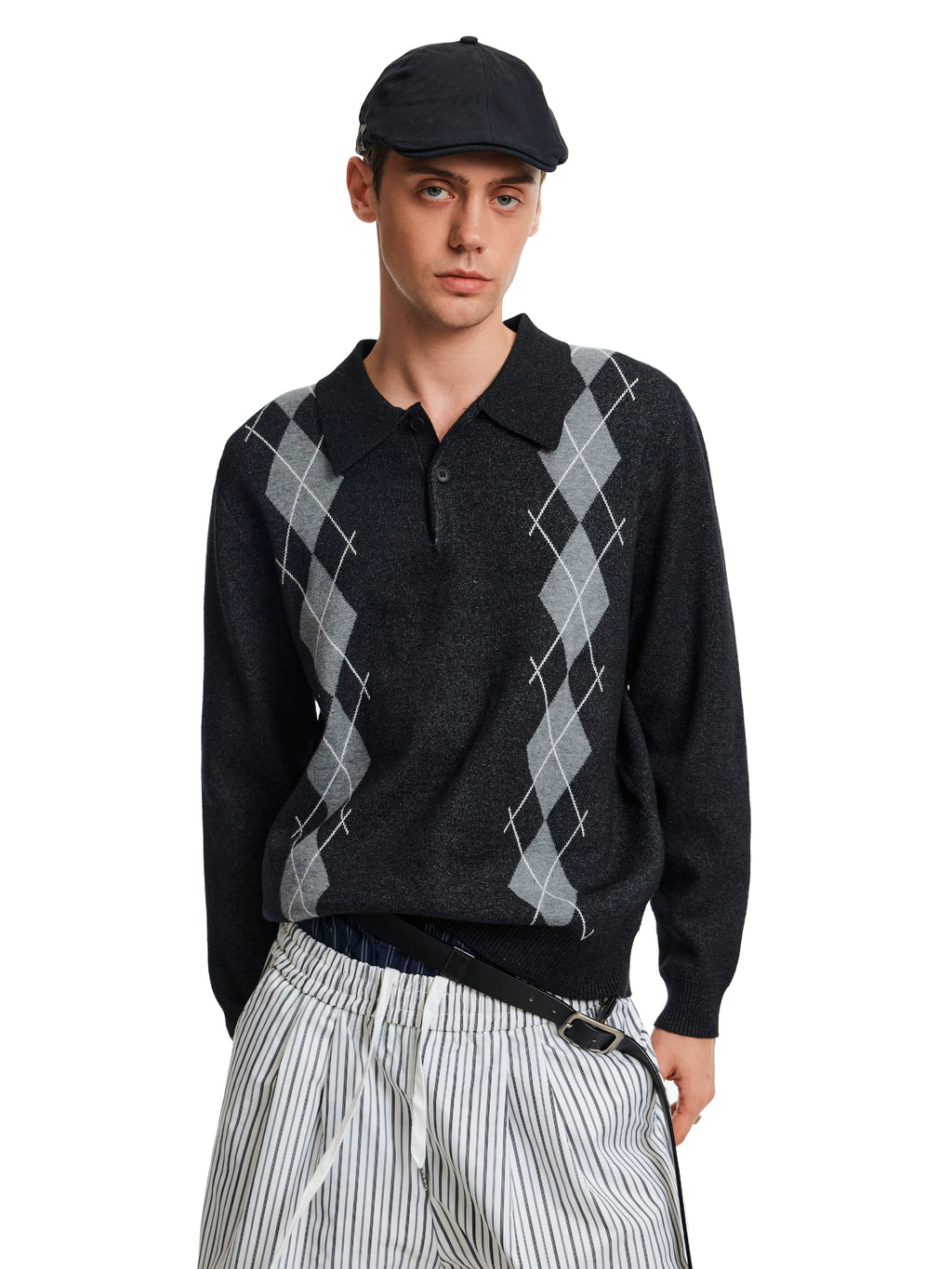 MADWITCH Vintage Contrasting Rhombus Knitted Sweater