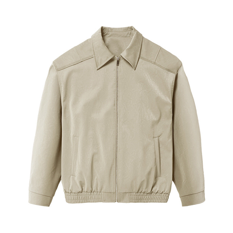 Inflation Vintage Wrinkled Leather Zip-up Jacket