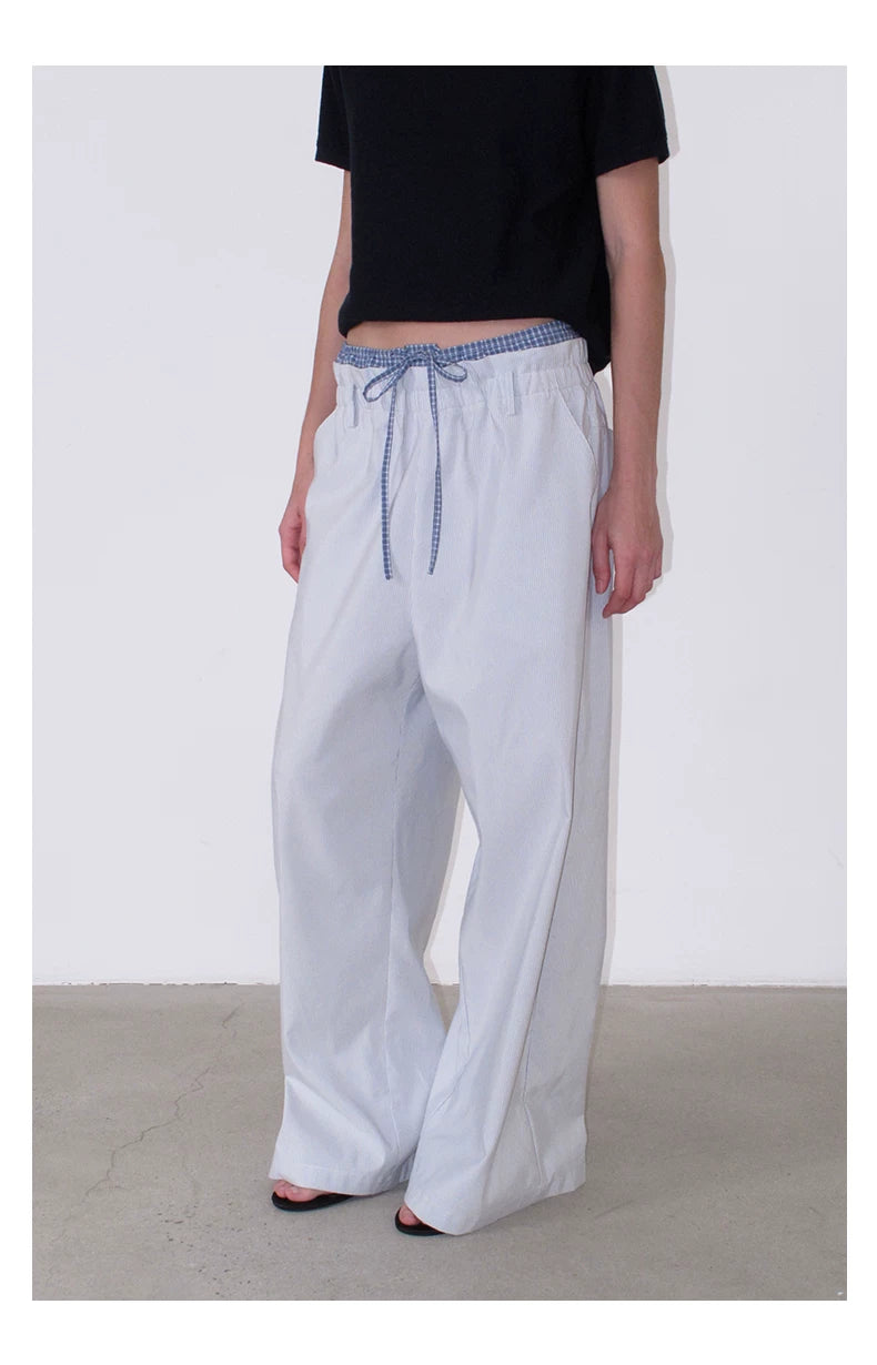 NOT UGLY Double Waist Lazy Striped Casual Pants
