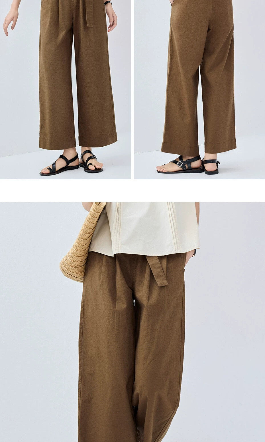 Giordano Strap-on Wide-leg Elastic Waist Capris