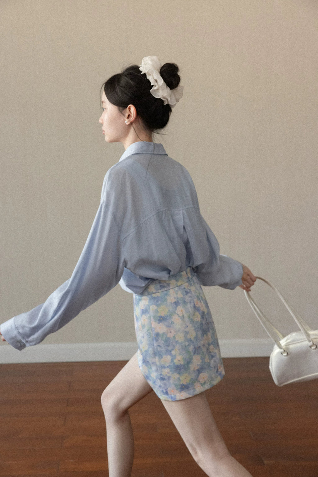 Cantonstory High Waist Floral Skirt