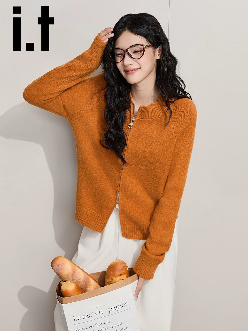 IT: CHOCOOLATE Double Zipper Knitted Cardigan