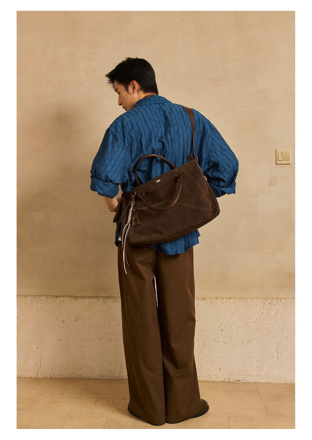 LR MADE Suede Handheld Oblique Span Tote Bag