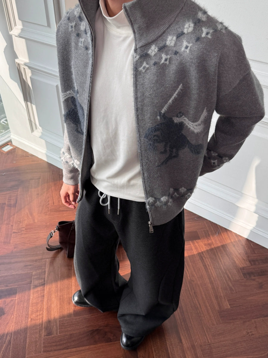 CATSSTAC Stand-up Neck Sweater Cardigan