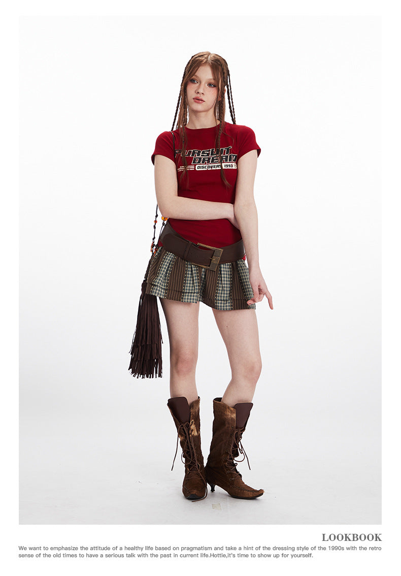 HeyHenry Niche Letter Print Crew Neck Slim Tee