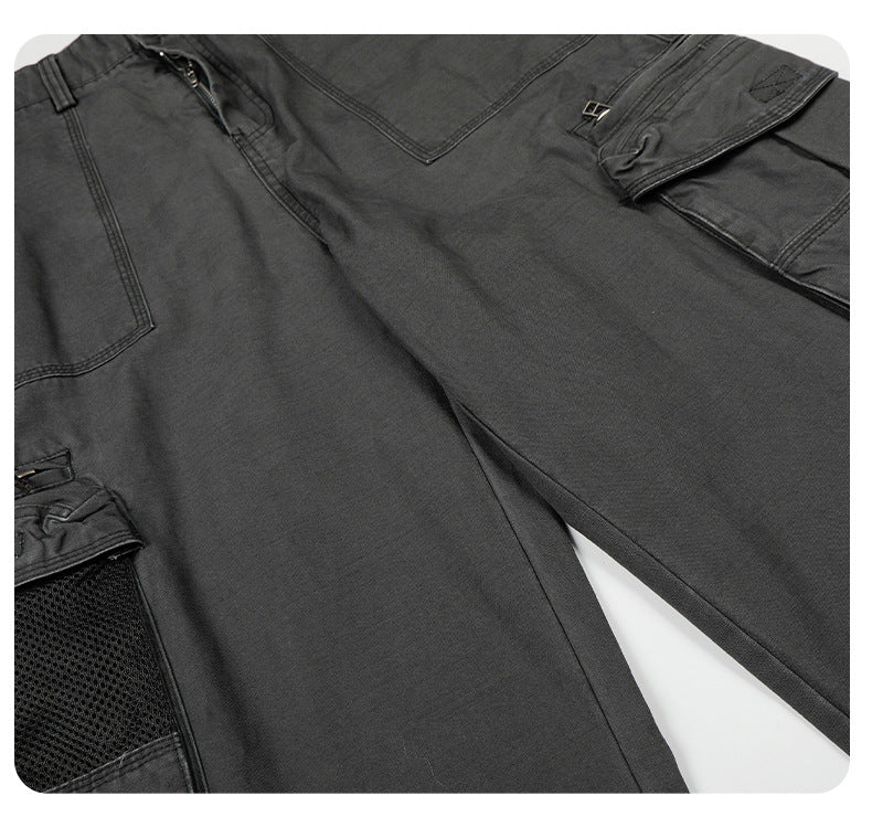 11KN wide-leg washed pure cotton old retro pants