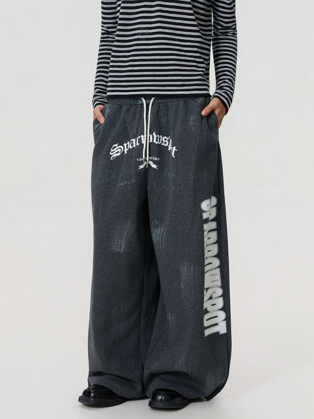 BTSG Vintage Painted Printed Wide-Leg Slacks