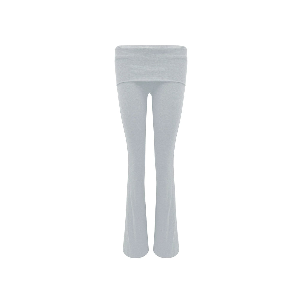 Veryrareme Flanged Slim-Fit Low-rise Yoga Casual Pants