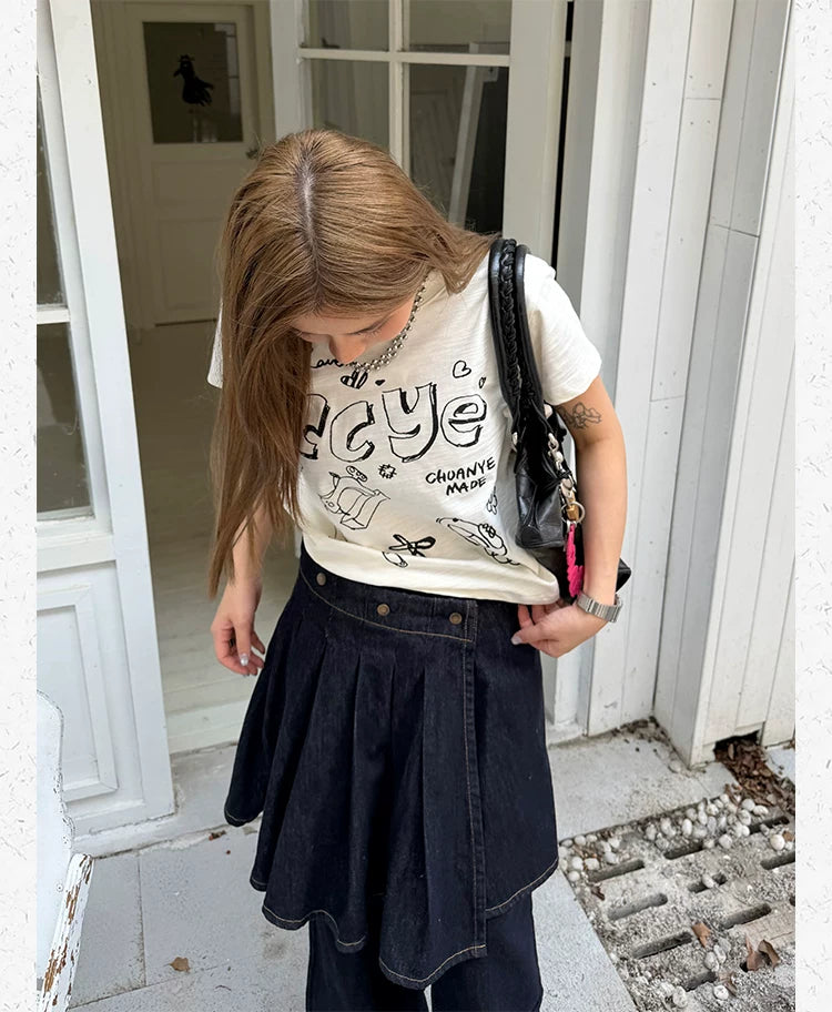 CCYE Fun Print Front Shoulder Versatile Tee