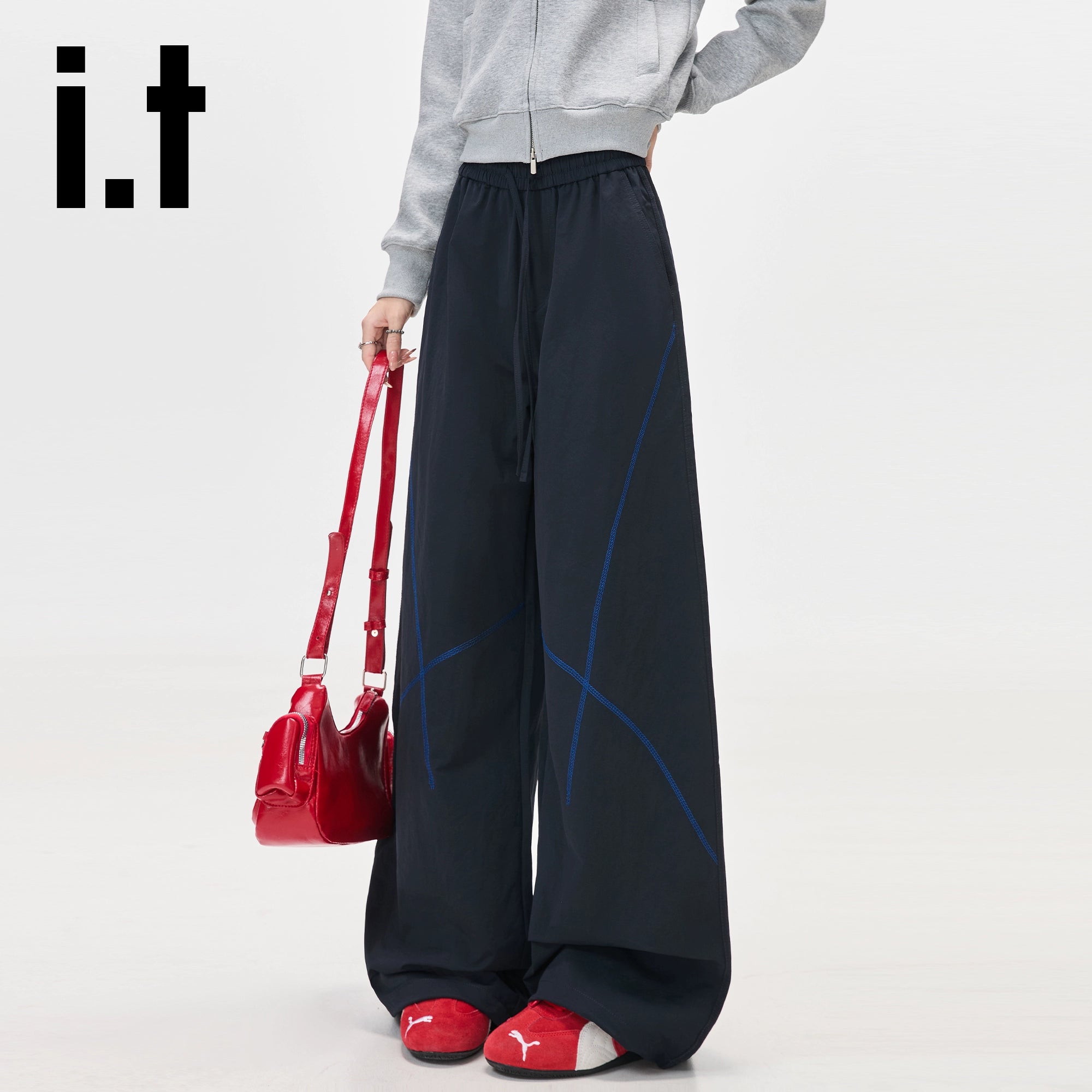 IT: CHOCOOLATE Striped Loose Wide Leg Pants