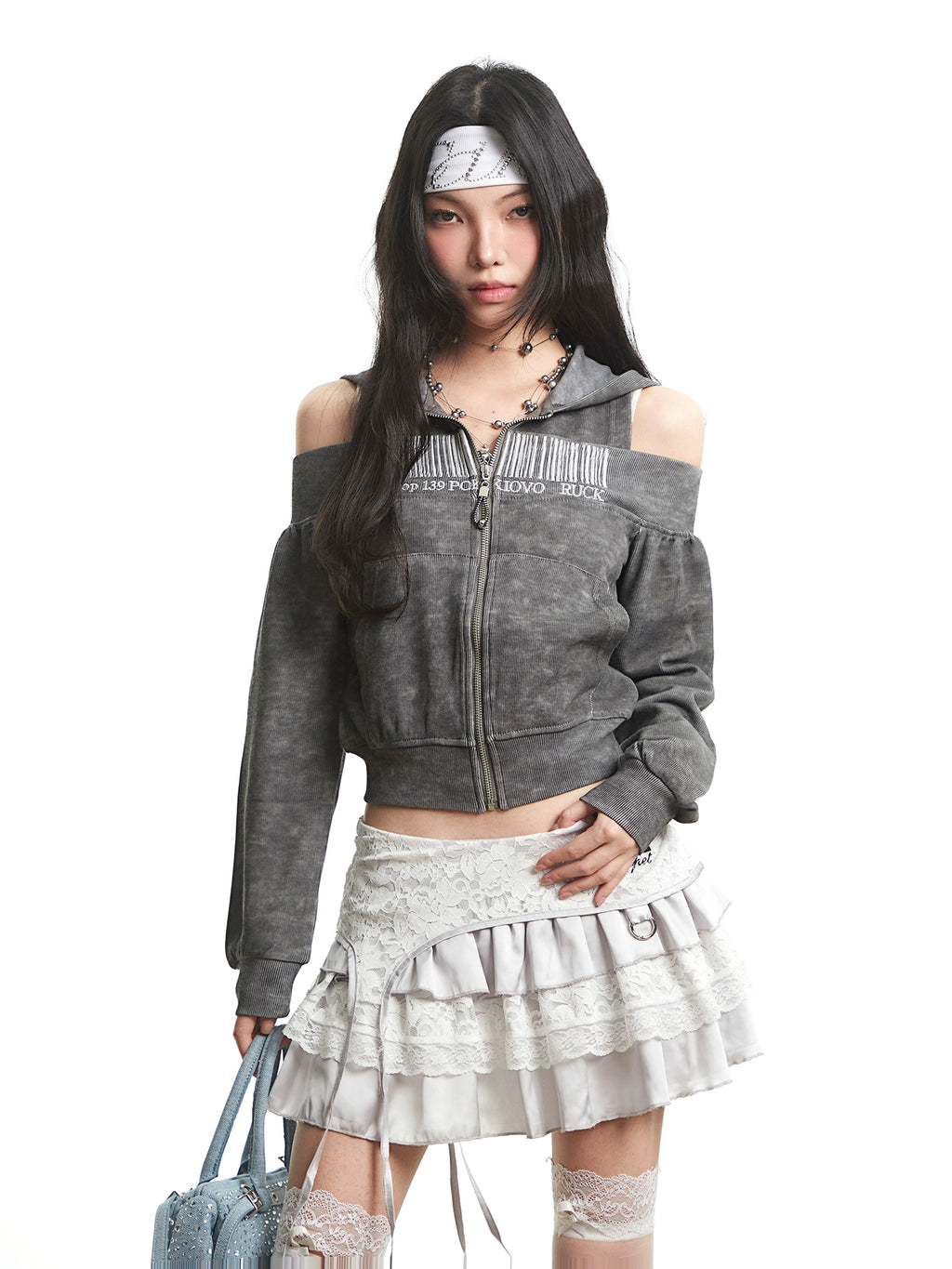 UNCMHISEX Off-Shoulder Short Hooded Sweater