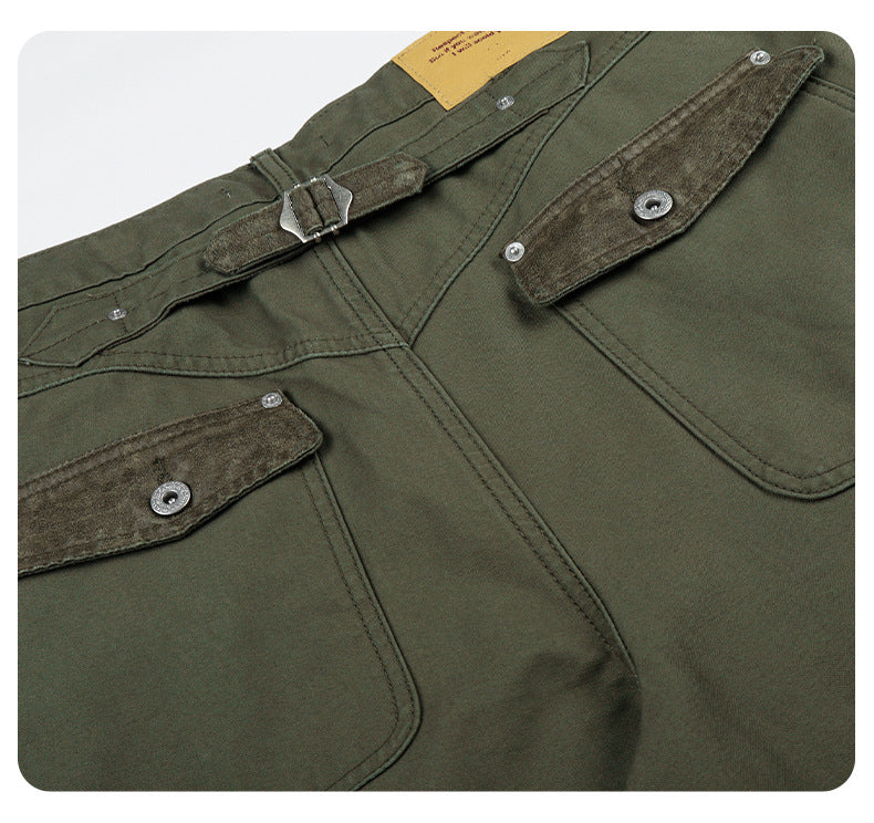 11KN Retro Five-button Straight Denim Overalls
