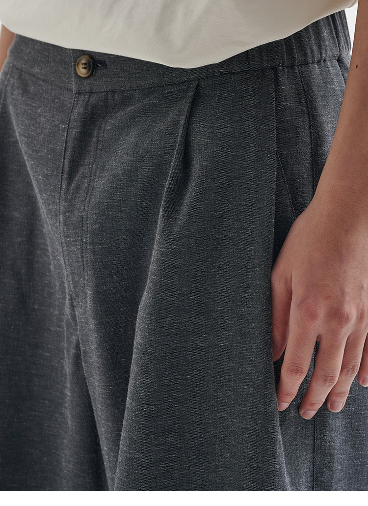 BUTTBILL 25SS Vintage Solona cotton and linen wide-leg cool Pants