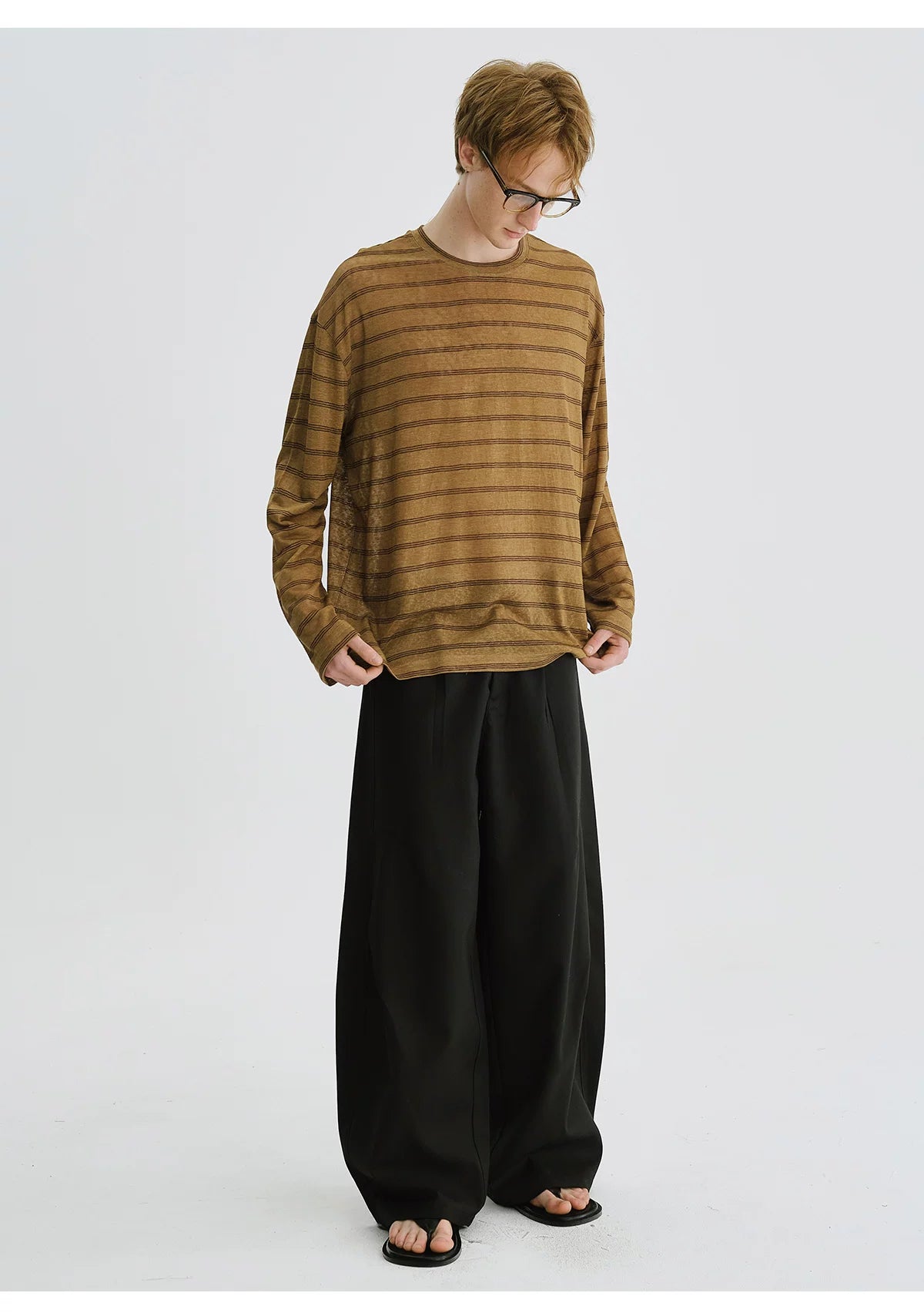 LIVINGTOWN Vintage Simple Casual Loose Striped Long Sleeve