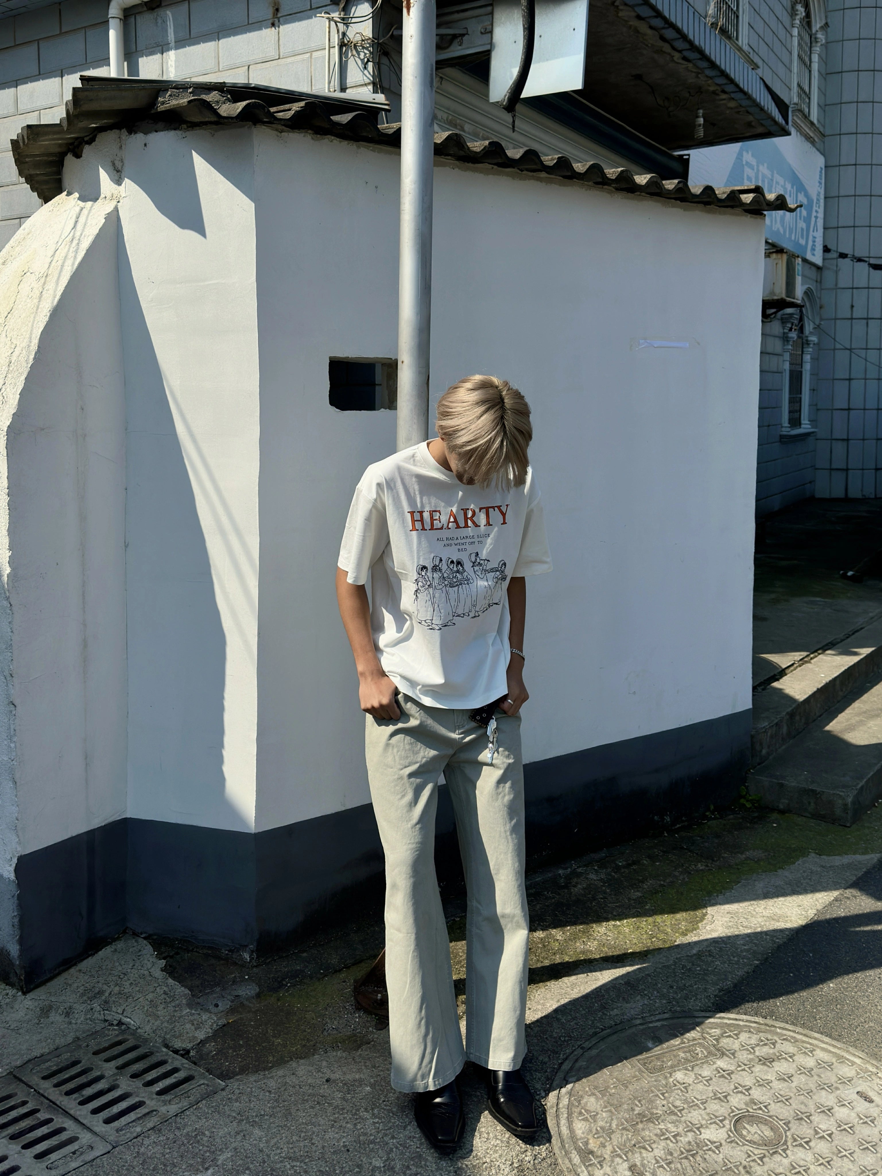 TumBlerine Washed Old, Straight Neutral Pendant Casual Pants