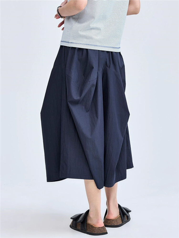 Giordano Bud Elastic Waist Seven-Point Wide Leg Pants