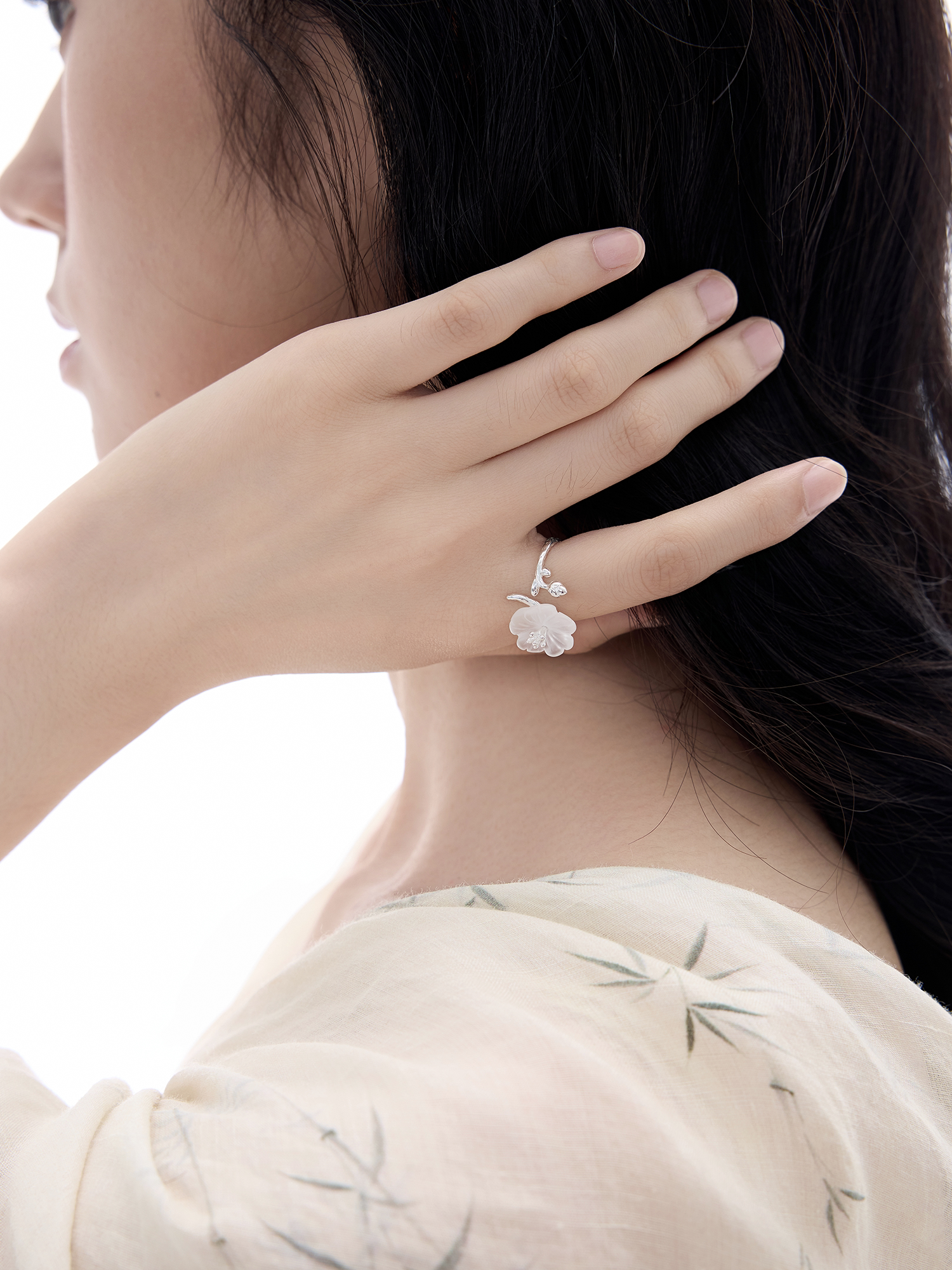 NO SOLUTION Niche Light Luxury Flower Opening Ring