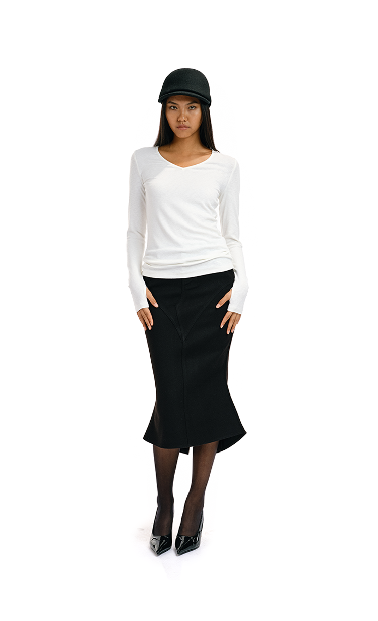 Two Little Guys Retro Woolen Slit Fishtail Skirt