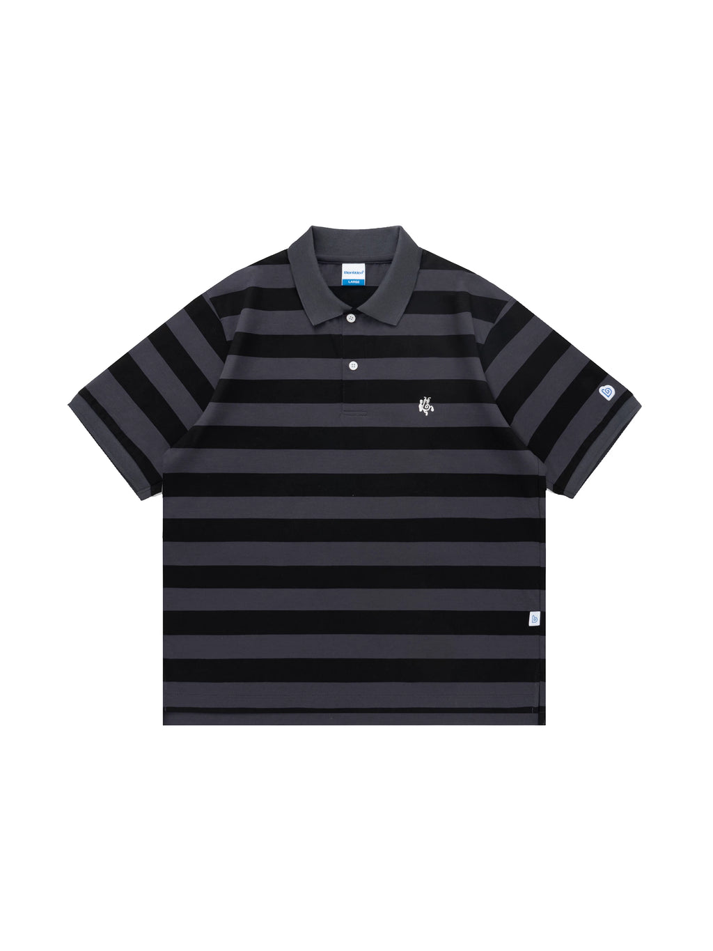 BENT IDEA Wide Stripe Embroidered Polo Shirt Tee