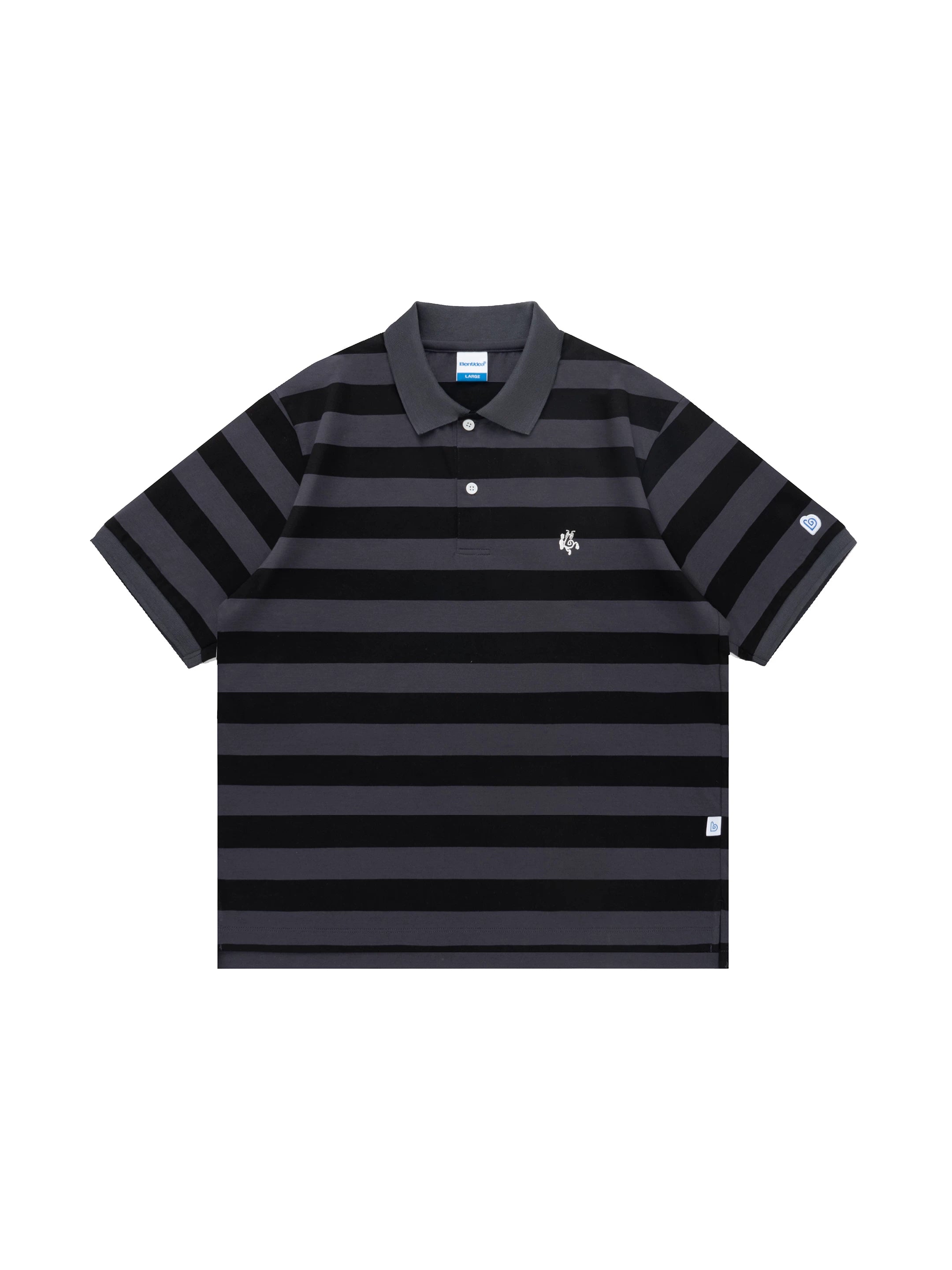 BENT IDEA Wide Stripe Embroidered Polo Shirt Tee