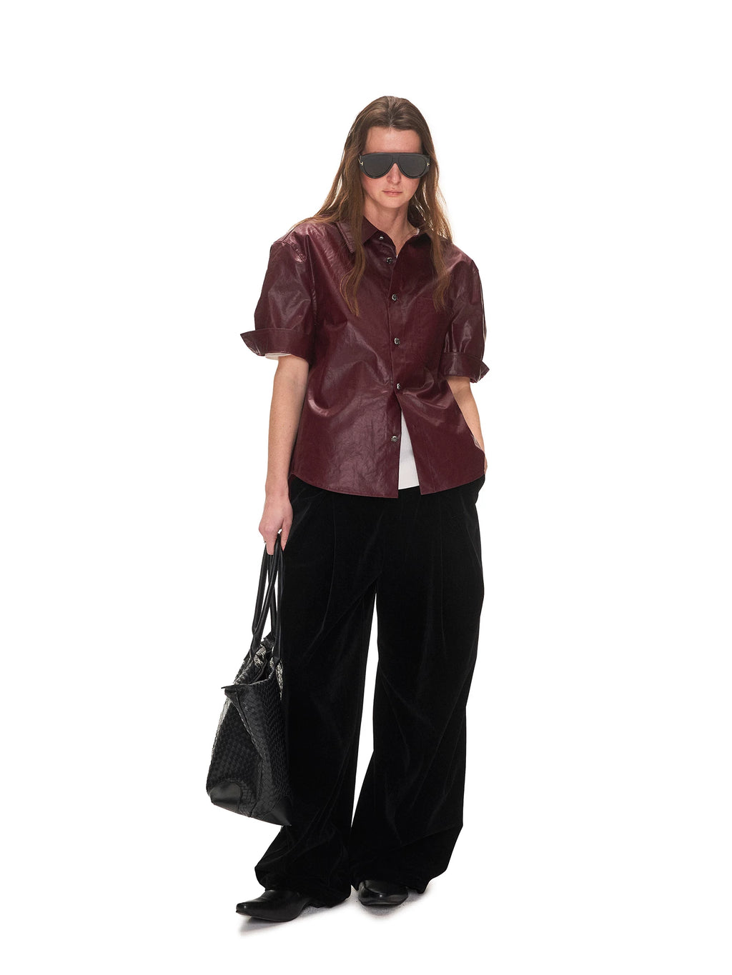 ANTERIOR LOVED Leather Texture Waterproof Short-sleeved Shirt