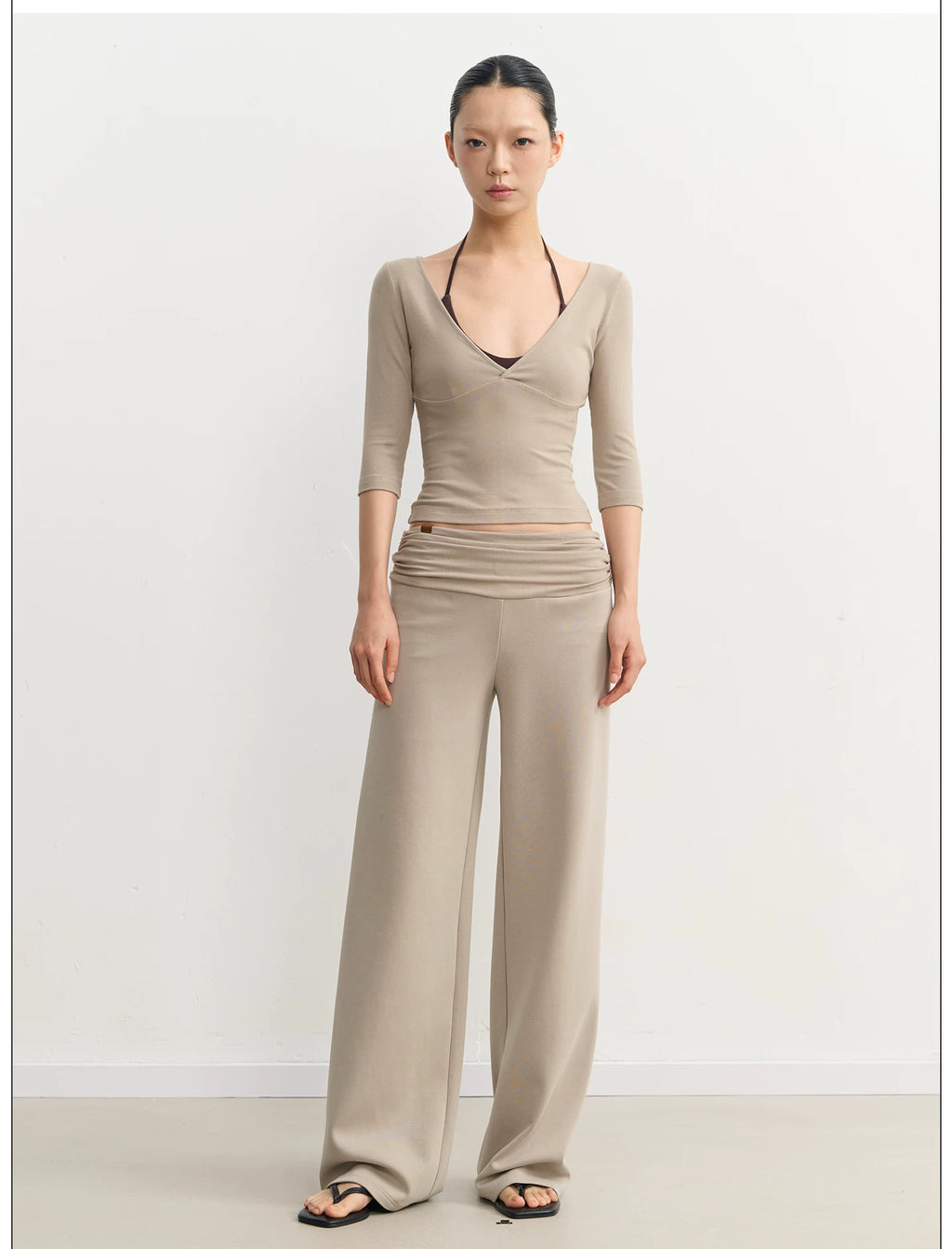 LINY LIBERTY26SS Slim-fit V-neck Micro-pull Casual Pants Sports Suit