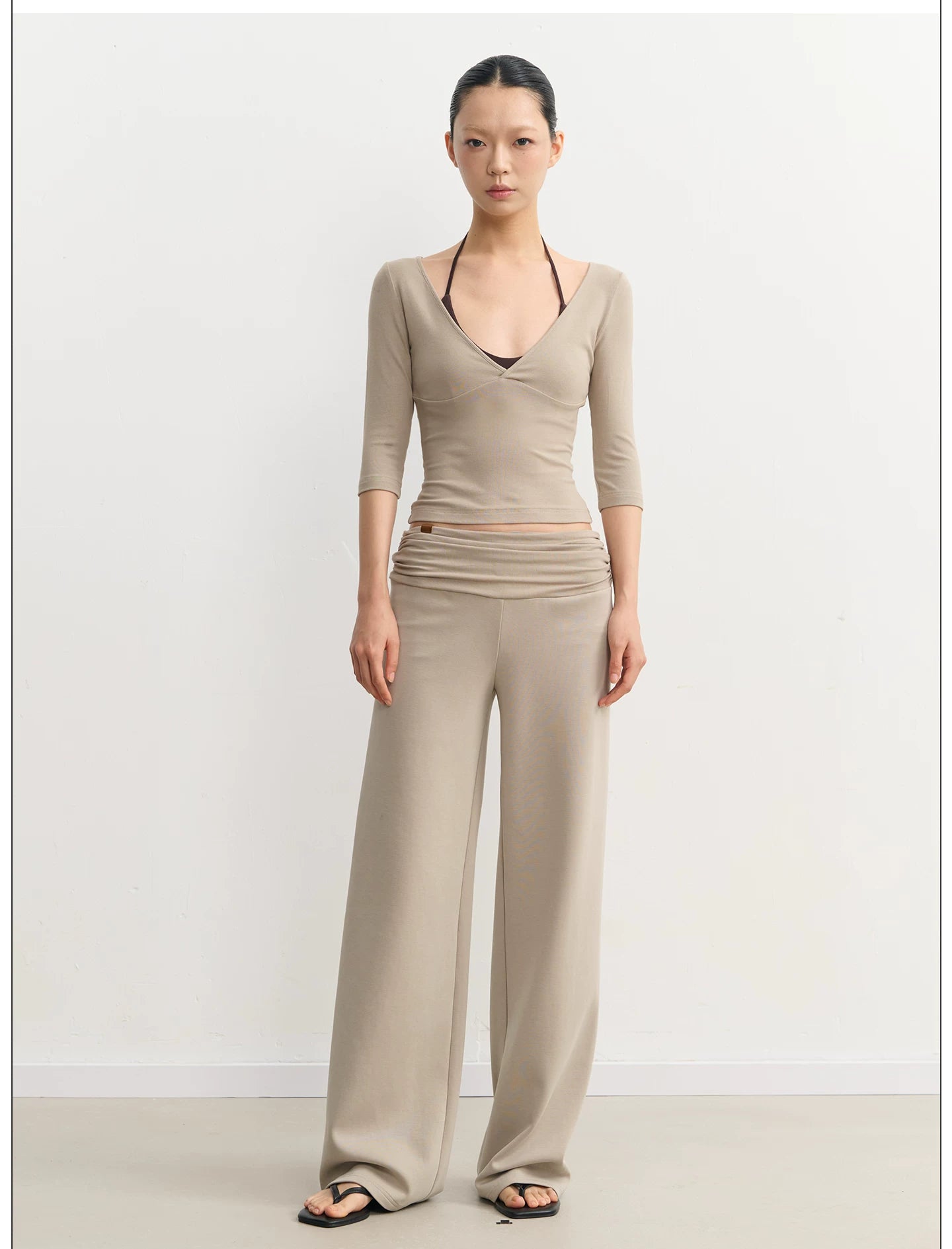 LINY LIBERTY26SS Slim-fit V-neck Micro-pull Casual Pants Sports Suit