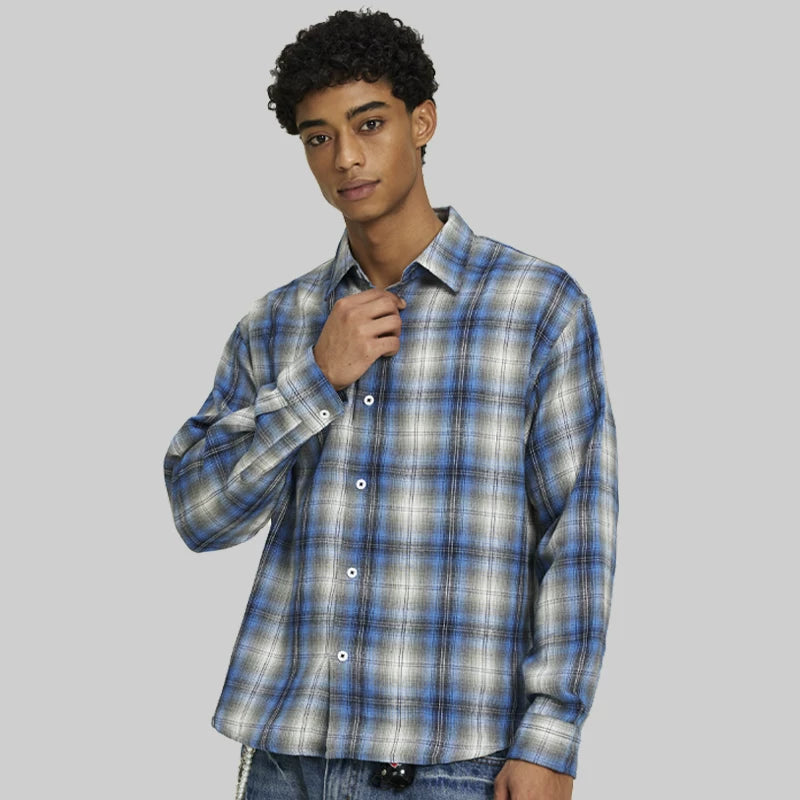 FIVEMEN Vintage Loose Plaid Shirt Jacket