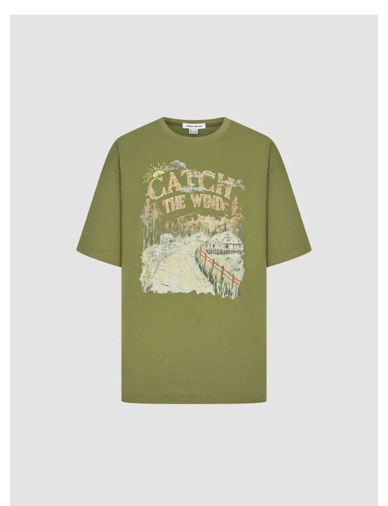 URBAN REVIVO Luli Retro Printed Crew Neck Tee