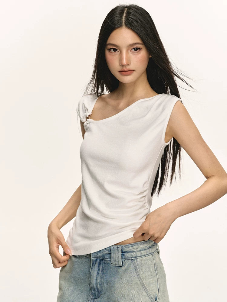 Anna Aneae Waist Slim Short Knitted Vest