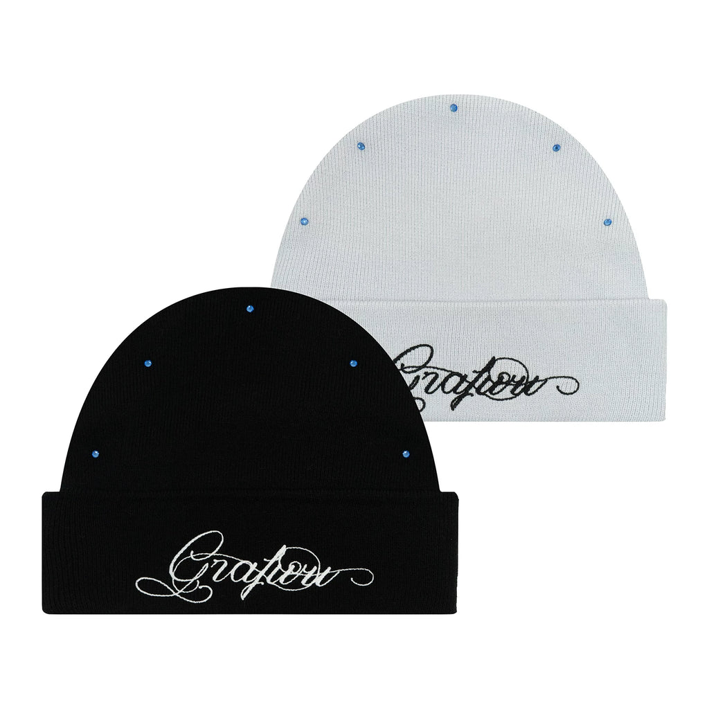 GRAF Alphabet Rhinestone Comfort Wool Knitted Cap