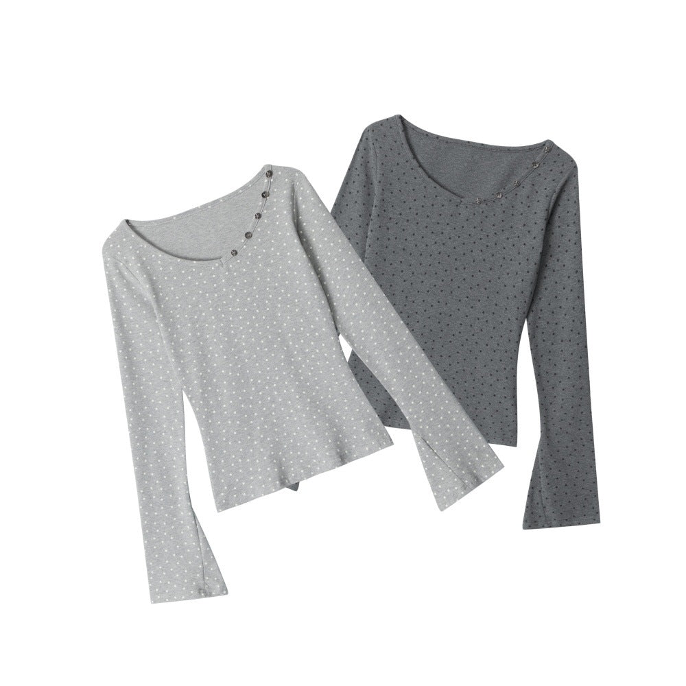 HeyHenry Polka Dot Slim Skinny Short Long Sleeve