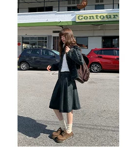 KANO Vintage Denim Jacket Skirt Set