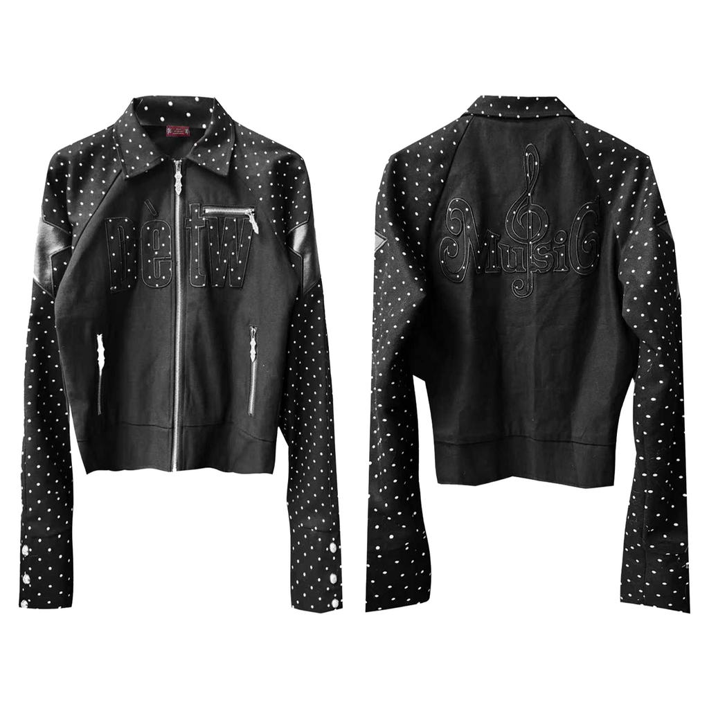 DETW Vintage Polka Dot Notched Collar Patchwork Jacket