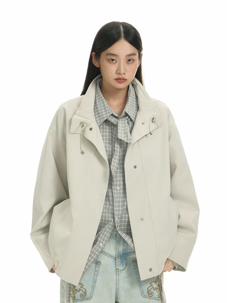 TGNS Casual Bud Collar Drawstring Jacket