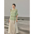 TYANG Round Neck Hollow Light and Loose Long Sleeves