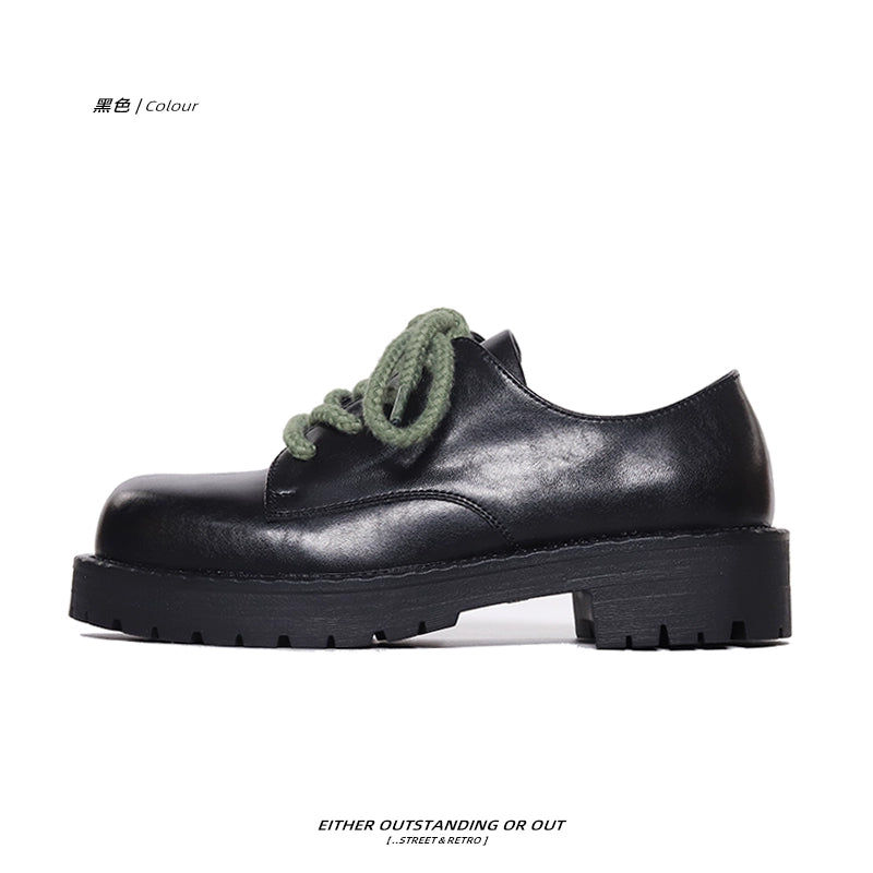 SHENLV STUDIO Contrast color hemp rope derby shoes