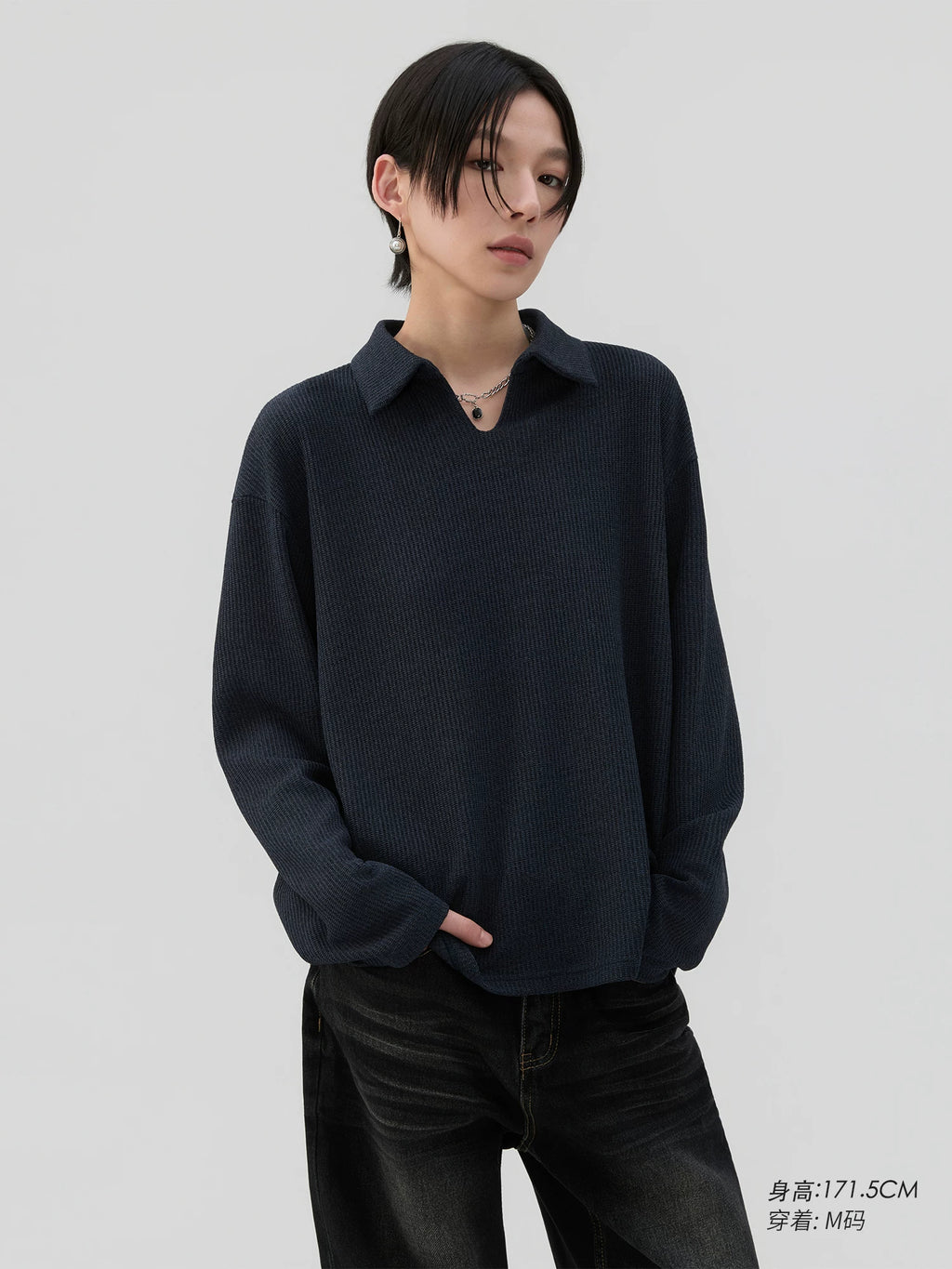 Sameuoo Polo Neck Loose Long Sleeves