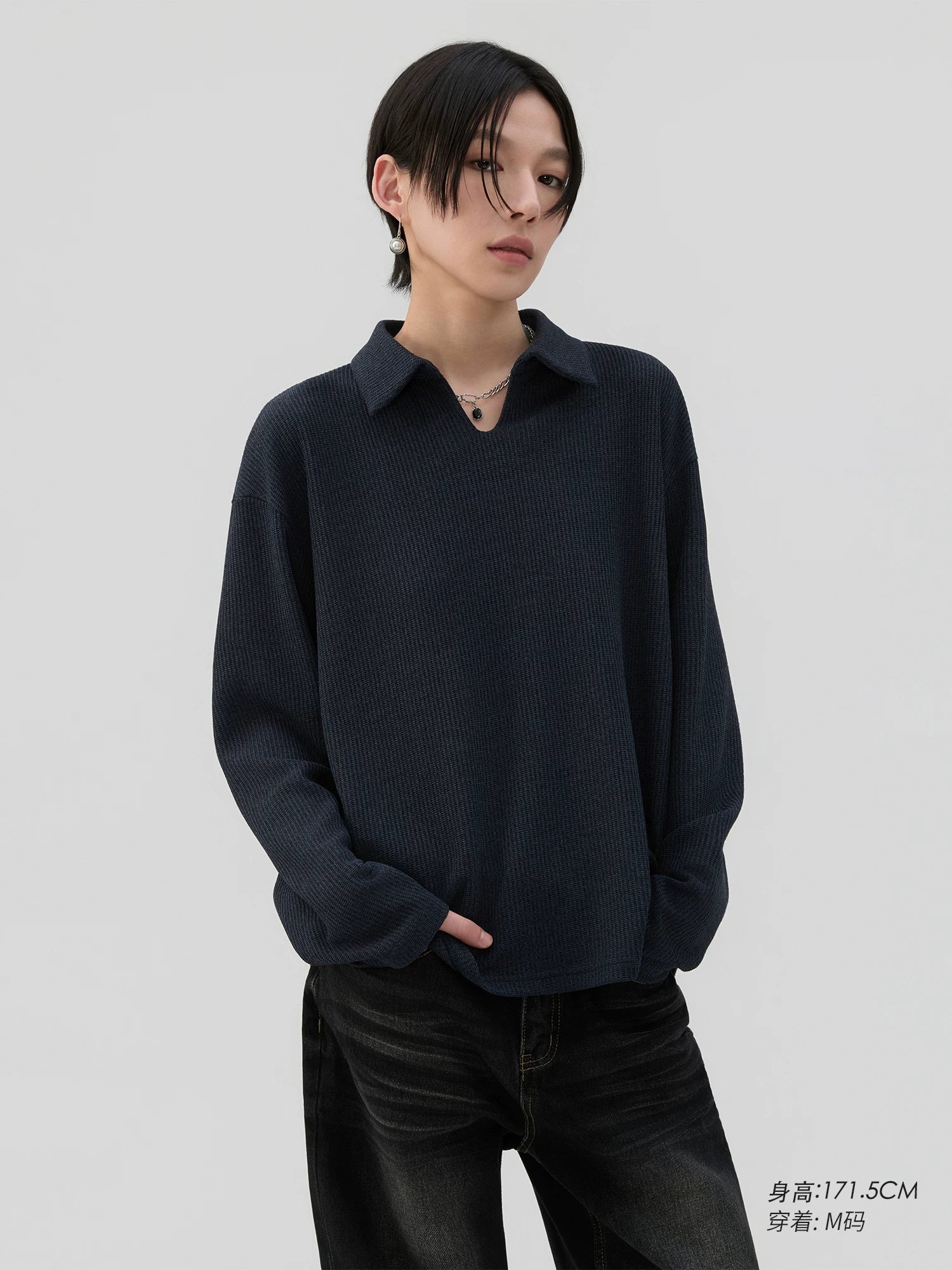 Sameuoo Polo Neck Loose Long Sleeves