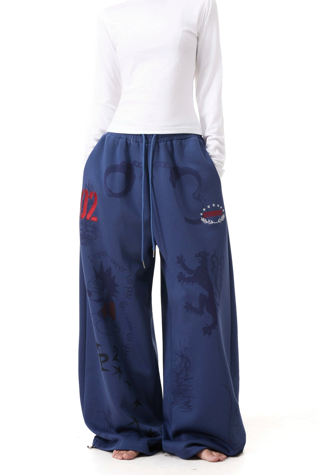 BTSG Vintage Graffiti Hand Painted Wide Leg Sweatpants