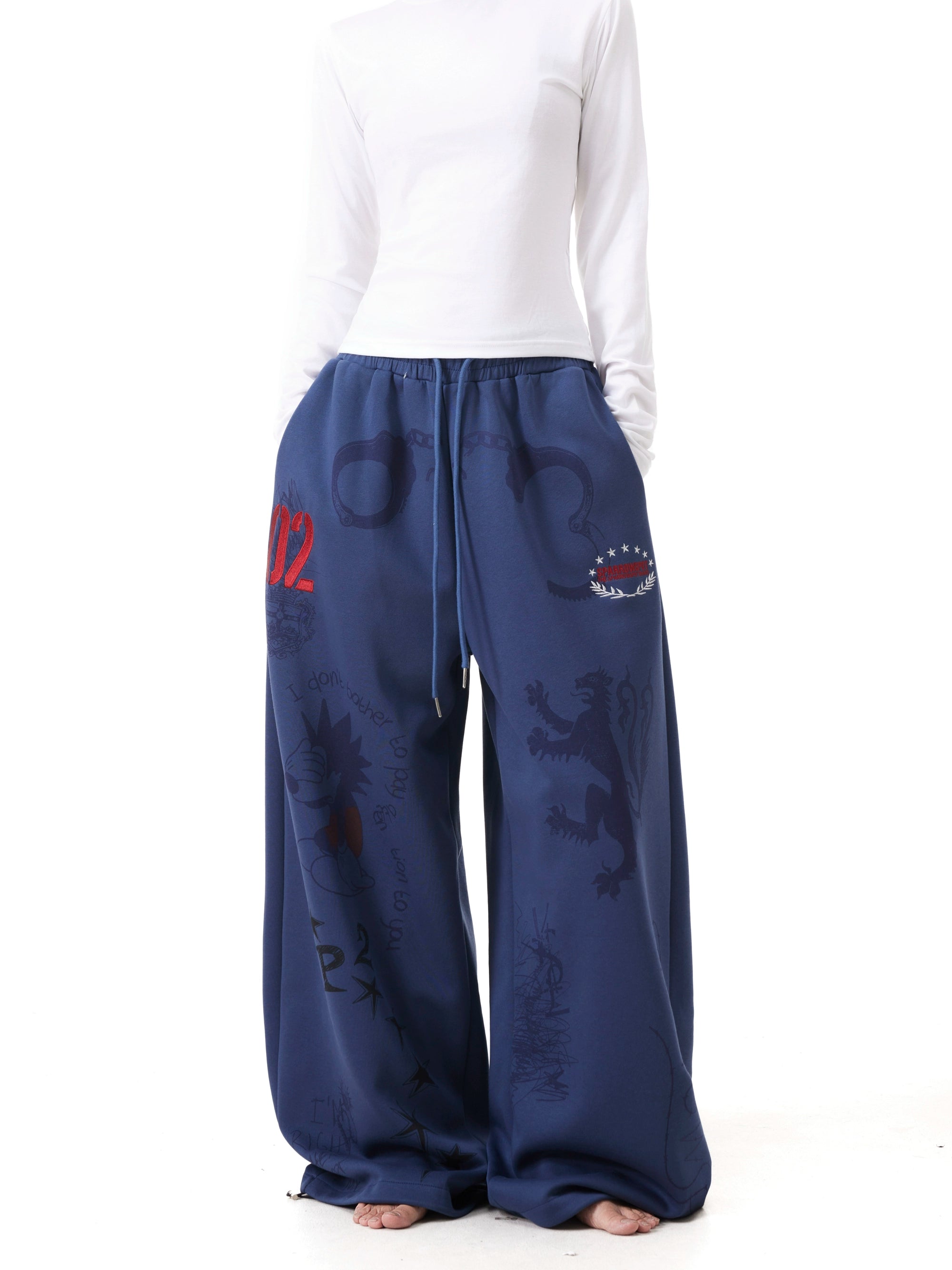 BTSG Vintage Graffiti Hand Painted Wide Leg Sweatpants