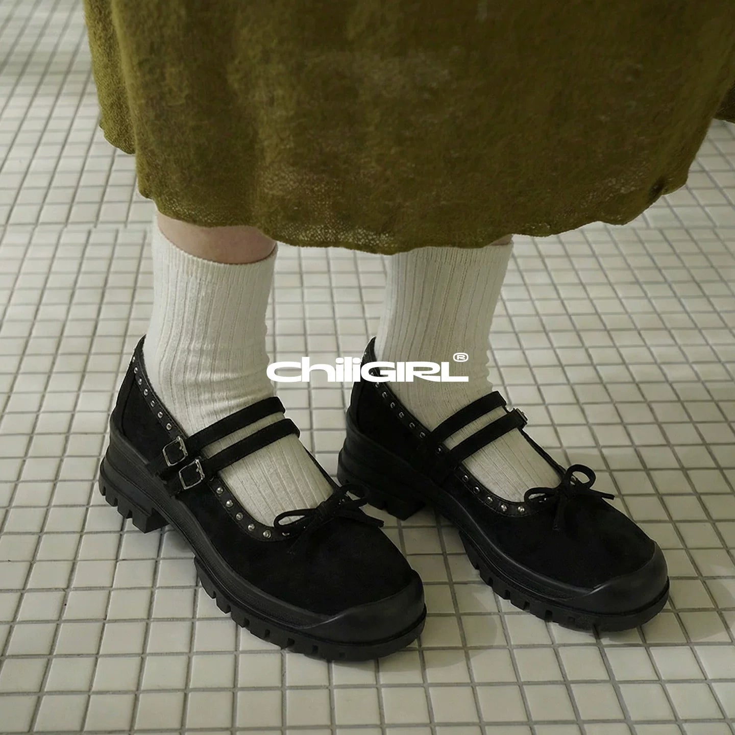 CHILIGIRL Bow Buckle with Casual Height-increasing Shoes