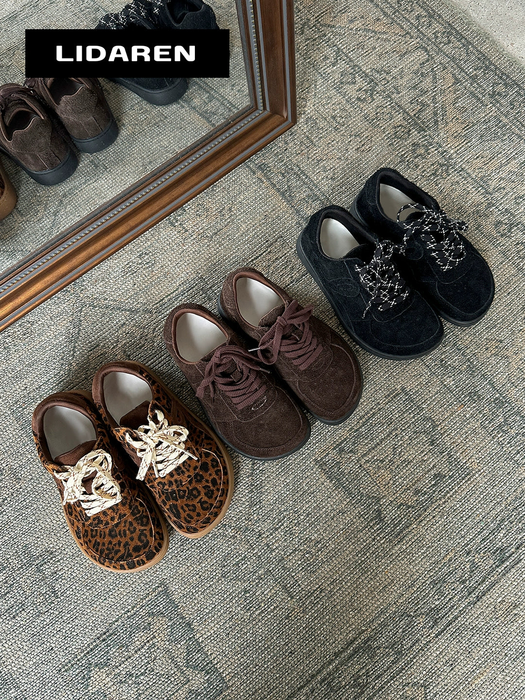 Lidaren Produced Leather Vintage Inner Heightening Casual Versatile Shoes