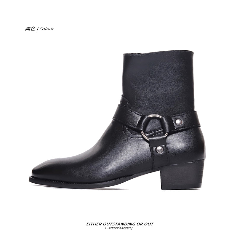SHENLV STUDIO Pointed Chelsea Personality High Street Martin Boots