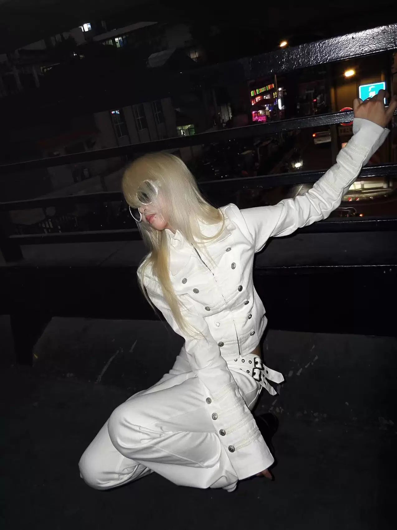 NoEmosen Slub Rivet Slim Denim Jacket