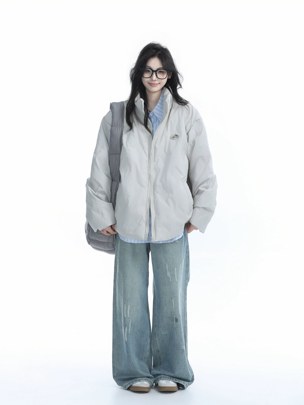 Zuocisankon Neutral Wind Stand-up Collar Thickened Cold-proof Jacket
