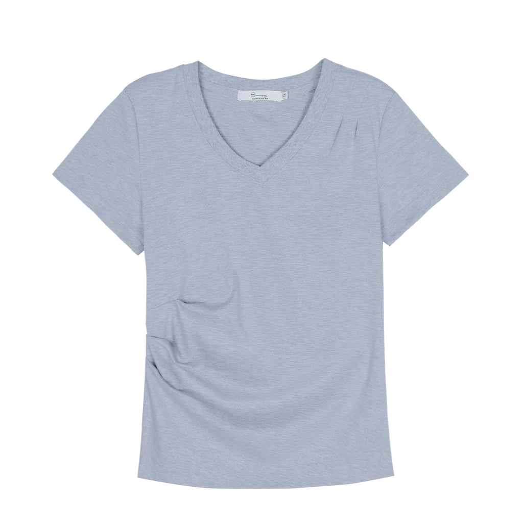 XUJING Crew Neck Shoulder Versatile Skinny Tee