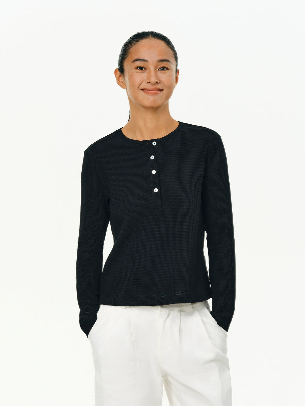 ATRY Waffle Simple Basic Inner Long Sleeve