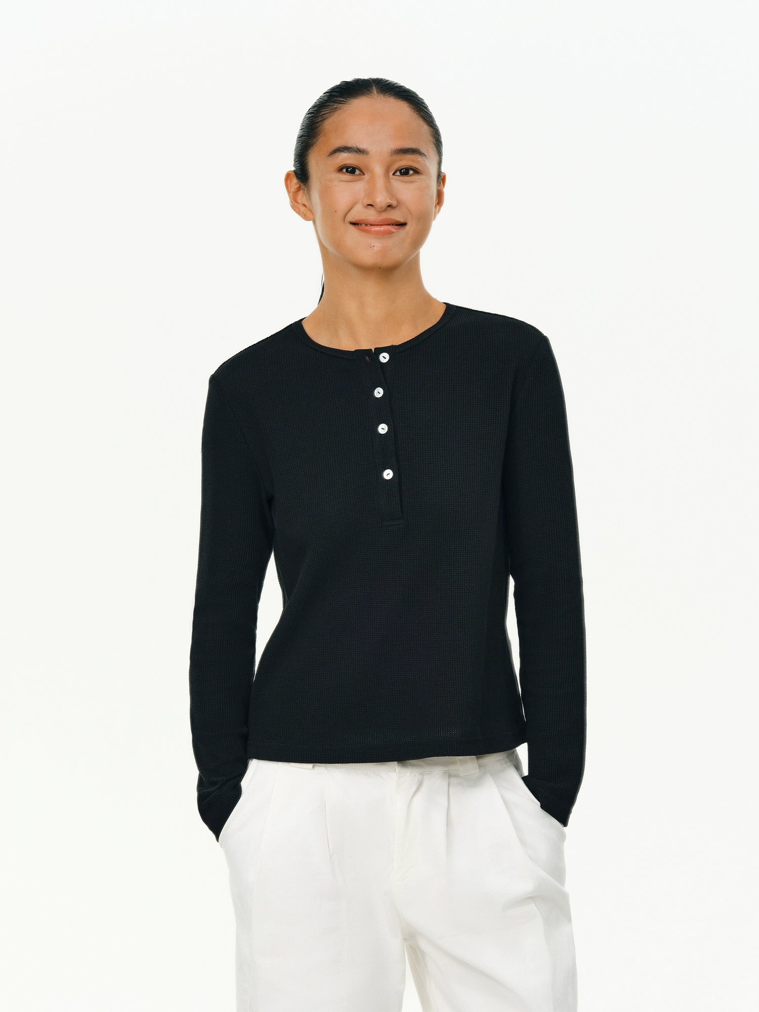 ATRY Waffle Simple Basic Inner Long Sleeve